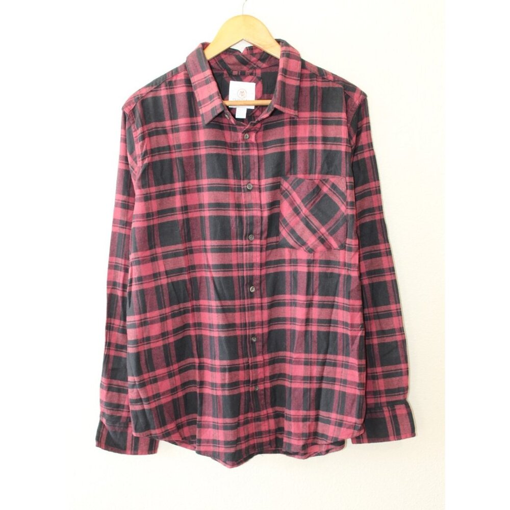Cloudveil Mens Red plaid Long Sleeve Flannel Button Up XL